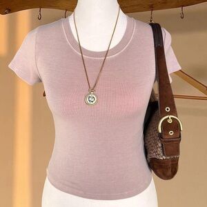 Aritzia Wilfred Free Light purple ribbed top